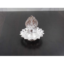 GoldGiftIdeas Silver Plated Lakshmi Diya Set, Pooja Items for Home, Return Gift for Wedding and Housewarming with Designer Potli Bags (Pack of 5)