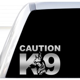 Caution K9 Decal, Belgian Malinois Decals, German Shepherd Decals, Working Dog On Board, Police Dog, Law Enforcement, Off Switch Not Included, Energetic Dog Toys, Dogs Because People Suck (H 8 By L 11 Inches, Silver)