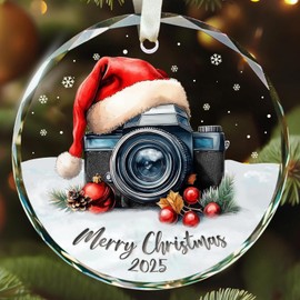 Camera Christmas Ornament - Photographer Ornaments, Photography Ornaments - Camera Lovers Gifts - Glass Ornament