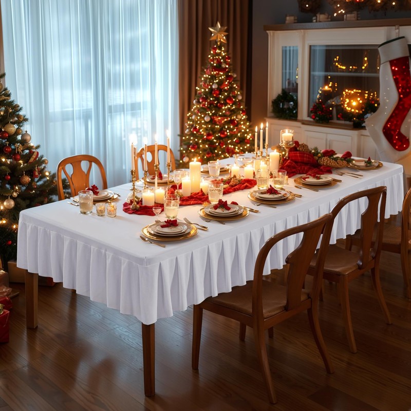White Spandex Tablecloth for 4FT Rectangle Tables Stretch Fitted Table