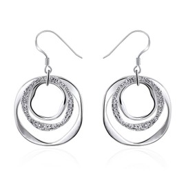 Hypoallergenic Sterling Silver Geometric Circle Dangle Earrings - Bohemian Boho Style Lightweight Jewelry for Women - Gift for Fashionistas & Daily Wear