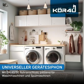 kör4u Flush-Mounted Siphon with Stainless Steel Cover for Washing Machine and Washing Machine