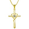 Eesphy Cross Heart Necklace, 18K Gold Plated Crystal Pendant for