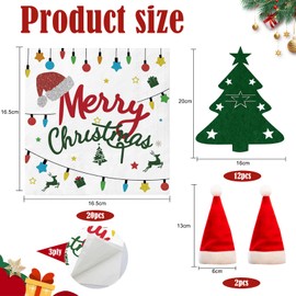 Wentsent Pack of 12 Cutlery Holders Christmas Felt Christmas Tree Green + 20 Pieces Merry Christmas Napkins, Table Decoration Christmas, Christmas Tree Cutlery Bags for Christmas Table Decoration