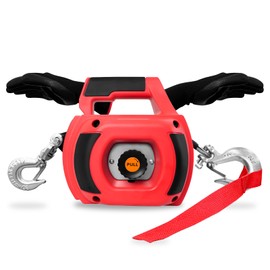 FITHOIST Portable Drill Winch 1500 LBS, 1/4" Heavy-Duty Steel Cable Winch Rope 40 FT | 360 Degrees Rotate Hook, Red Handheld Winch for Lifting, Dragging, Handling, Trailer