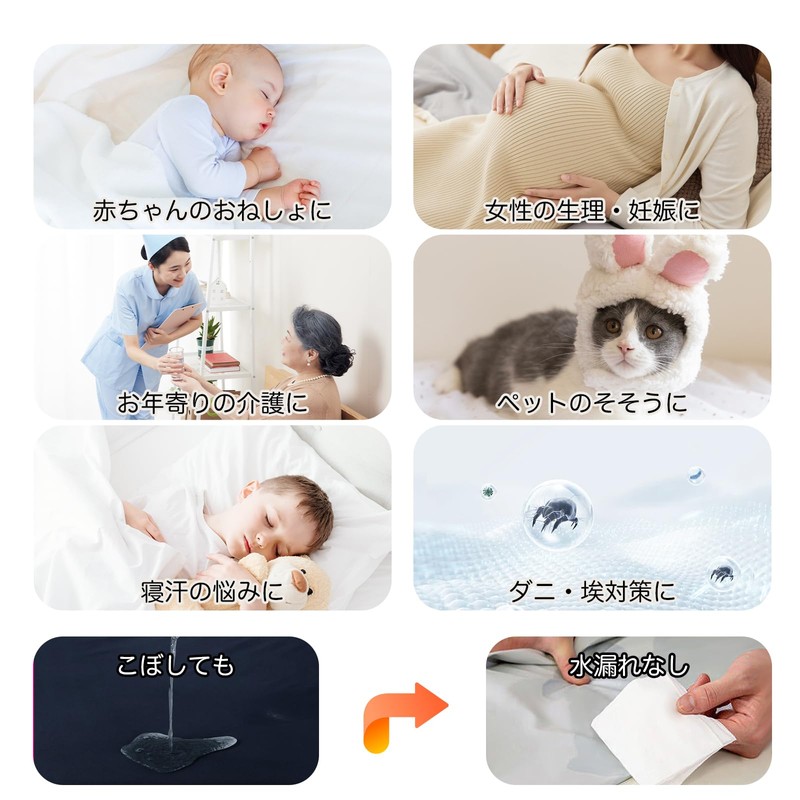 PRETYDAY Fitted Sheets, Waterproof Sheet 2025, High-Density Fabric, Mattress Cover,