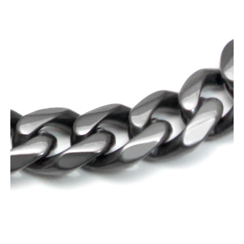 TruTi Gunmetal Grey Titanium 7MM Curb Link Necklace Chain 24"