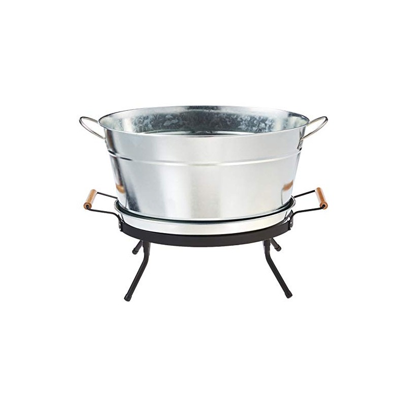 Tablecraft Beverage Tub Set, 6 Gallon, Galvanized/Black