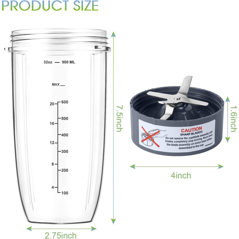 New Blender Cup and Blade Replacement Parts 32oz Cup and
