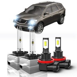 Kit for Buick Enclave 2008 2009 2010 2011 2012 , D1S D1R High/Low Beam+ H11 H8 LED Fog Light Bulbs,6000K White,300% Brighter Lightness,Plug and Play, 1:1 Size,Longer Lifespan,IP67 Waterproof,Pack of 4