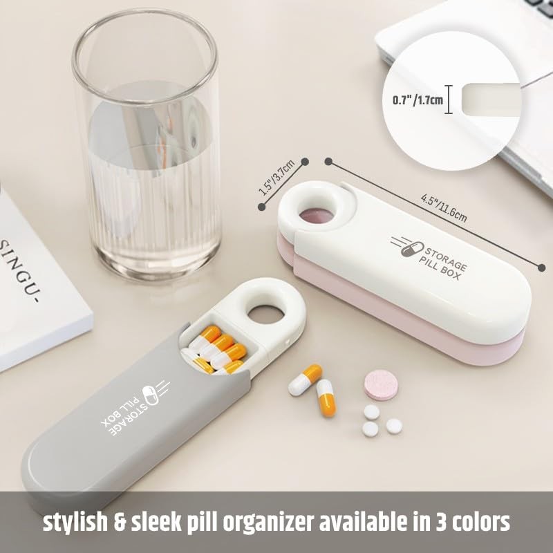 Slim Travel Pill Organizer, Small Pill Case Fits in Purse