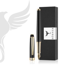 Hörner Nobilis Design Fountain Pen I Elegant Gift Box I Ink Colour Blue I Line Width M 0.65 mm I Premium Fountain Pen I High-Quality Case I Nib "Made in Germany" Black Gold I Luxury Design