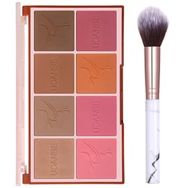 UCANBE 8 Colors Face Matte Blush Palette Shading Blusher with Brush - Buildable Facial Cheek Blusher Contour Bronzing Pressed Powder Makeup Pallet Women Gift Set (01 Matte)