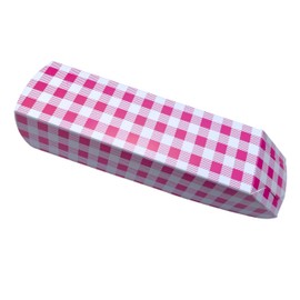 Charola Decorativa para Hot Dogs y Churros, Diseño Cuadros Rosa y Blanco, 20 cm x 5 cm x 3.5 cm, Cartón Resistente