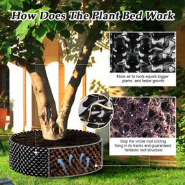 RooTrimmer 60 Gallon Air Pruning Container New Plastic Nursery Pot Fruit Vegetable Garden self-Planting pots, Size 17"x10", 8 Pcs, Black