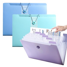 A4 Expanding File Organiser, 3 Pcs Poly Pockets Document Organiser A4 Folder, 12 Compartment Folder Large Capacity Document Bag Accordion, Expandable Folder for Office, Business Trip, Home