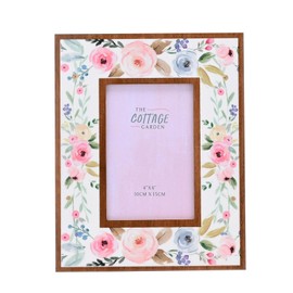 The Cottage Garden - Layered Floral Photo Frame - 4″ x 6″ - Single Horizontal Aperture Picture Frame - Easel Back - Easter/Spring Theme Gifting & Homeware - H: 25cm x W: 20cm.