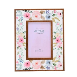 The Cottage Garden - Layered Floral Photo Frame - 4″ x 6″ - Single Horizontal Aperture Picture Frame - Easel Back - Easter/Spring Theme Gifting & Homeware - H: 25cm x W: 20cm.