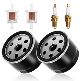492932S AM125424 Oil Filter Tune up Kit, Compatible with Bri-ggs and Str-atton 492932, 696854, 491056,J-Deere GY20577,Kawasaki, Kohler, Tecumseh Lawn Mower Tractors with Fuel Filter Spark Plug-6 Pcs