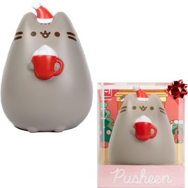 Hamee Pusheen The Cat Christmas Jumbo Squishy Toy Collectible Slow Rising Cute SquiSHU Birthday Gift, Party Favors, Stress Relief – Holiday Pusheen with Hot Cocoa