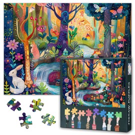 1000 Pieces Fantastical Trees and Animals Jigsaw Puzzles for Adults Intelligence Magical Forest Puzzles for Home Wall Decoration Jigsaw Puzzle as Gifts for Family Party Game Night 27.5"X19.7"