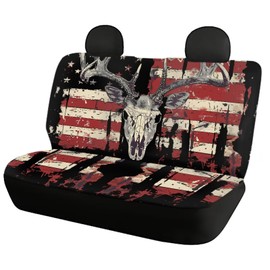 ZFRXIGN American Flag Deer Skull Back Seat Cover Car Accessories Seat Cover for Back Seat Universal Fit Trucks, SUV, Van, Set of 2, Bench Cushion Seat Protector for Women Men