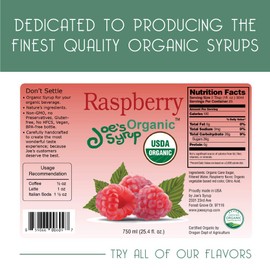 Joe’s Syrup Organic Flavored Syrup, Organic Raspberry, 750 ml