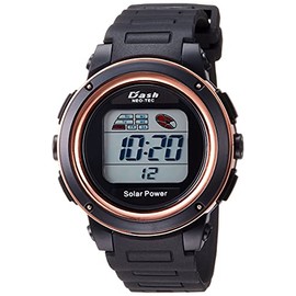 Arias ADWW19020SOL-02 Men's Digital Dash Wristwatch, Waterproof, Multi-functional, Backlight, Urethane Strap, Black, Black