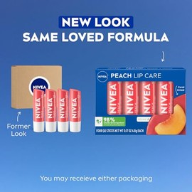 NIVEA Peach Lip Care - Tinted Lip Balm for Beautiful, Soft Lips - Pack of 4