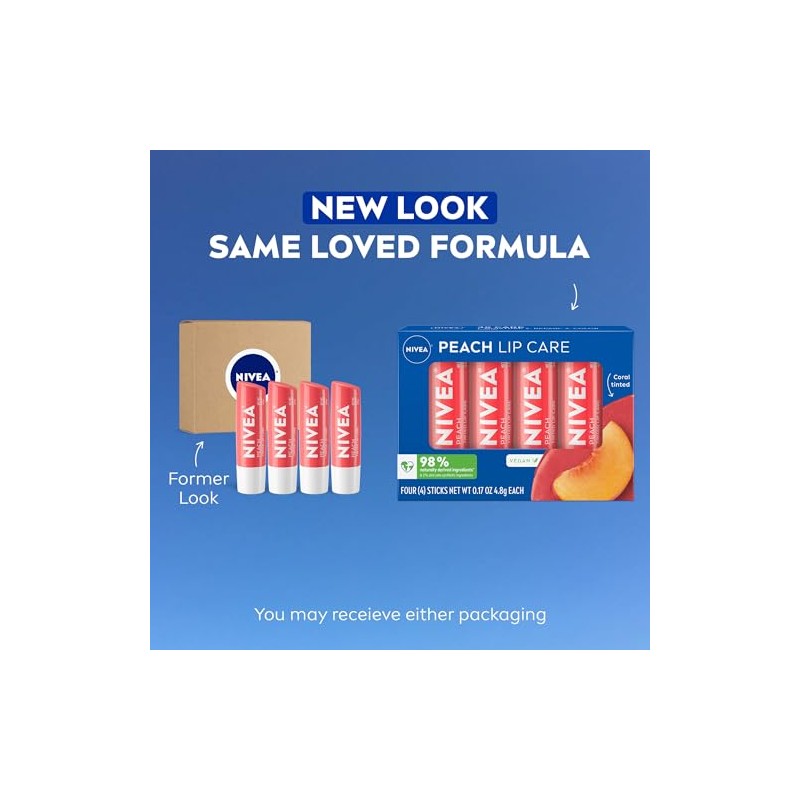 NIVEA Peach Lip Care - Tinted Lip Balm for Beautiful,