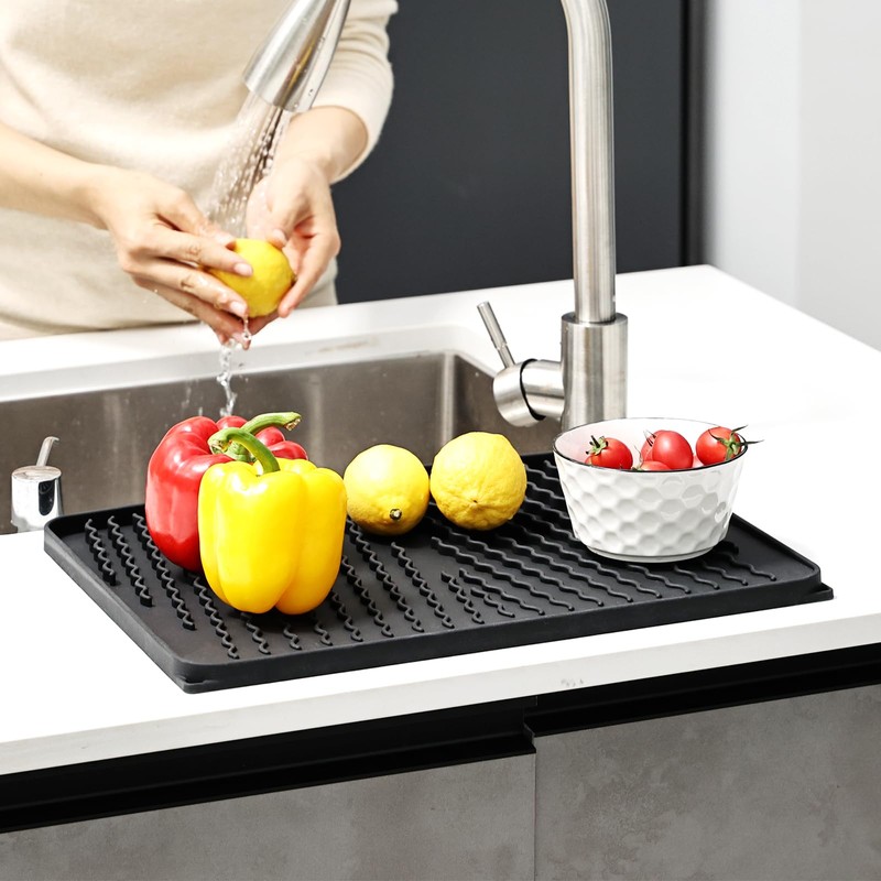 KR KITCHENRAKU Dish Drying Mat 40 x 33 cm Black