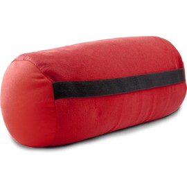 CelinaTex Rullo Neck Pillow with Elastic Band 30 x 16 cm Red Plush Car Neck Pillow Micropearls Filling Travel Pillow