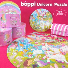boppi Round 150 Piece Jigsaw for Kids Aged 5-8 | Educational Unicorn Puzzle with Magical Creatures & Fantasy Scenes | Eco-Friendly Recycled Cardboard
