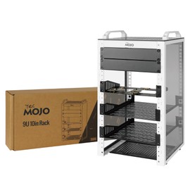 Tecmojo 9U Network Rack, 10 inch Mini Server Rack with 2 Side Translucent Panels & 2 Top Handles, 7.87 inch Deep, for 10 inch IT Equipment & A/V Devices, White