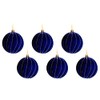 Swirl Stripe Navy Blue Gold Glitter Christmas Tree Baubles (Set