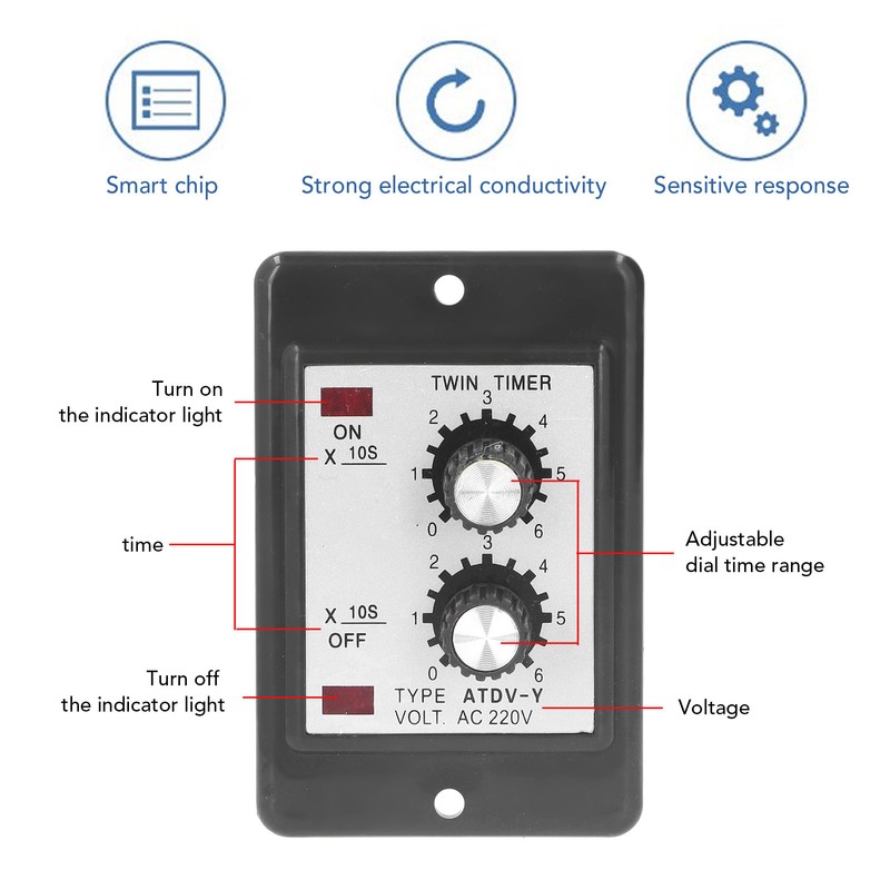 60S Twin Timer Relay Anti Interference Accurate Operation Copper Coil