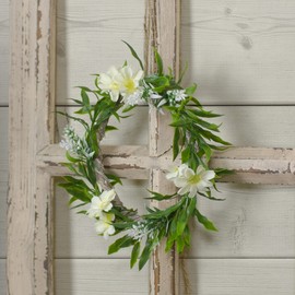Northlight Mini Floral and Foliage Spring Wreath - 7" - Unlit - Green and White