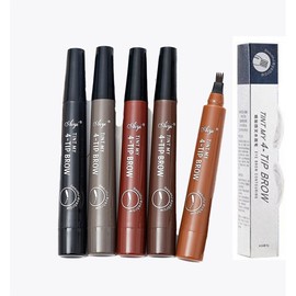 Four Fork Waterproof Eyebrow Pencil Natural, Three-Dimensional, Lasting color, Waterproof, Rich Color, Easy to Use Suitable for Daily Use - Color: 【04#】Gray brown