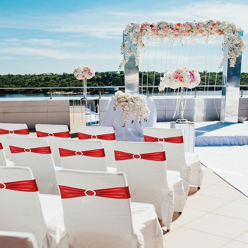 Hrlace Chair Sashes Stretch Chair Sashes Bows Elastic Chair Bands
