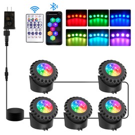 T-SUN Submersible Pond Light, Bluetooth APP Control LED Pond Light Color Changing Underwater Pond Light Outdoor IP68 Waterproof Fish Tank Light Fountain Light for Pool Aquarium (5 Head-RGB)