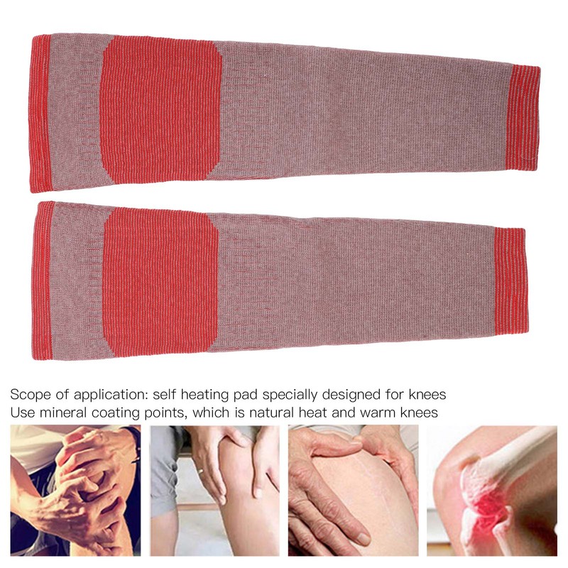 2pcs Compression Knee Brace Breathable Warm Natural Heating Lightweight Portable