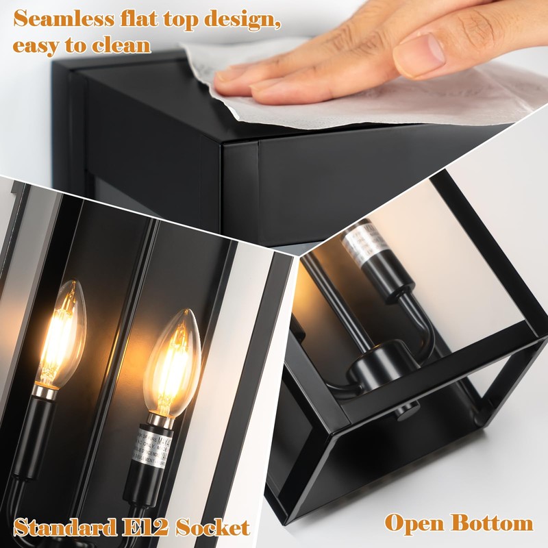 Sparluvix Outdoor Wall Lights 16 Inch Large, 2 Pack Black
