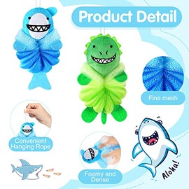 2 esponjas de baño para niños pequeños, lufas de lufa, esponjosas de baño para niños, de dibujos animados, esponjas de baño para niños, esponja de lufa, esponja de esponja de lufa para niños, lavado de ducha, exfoliante (animal)