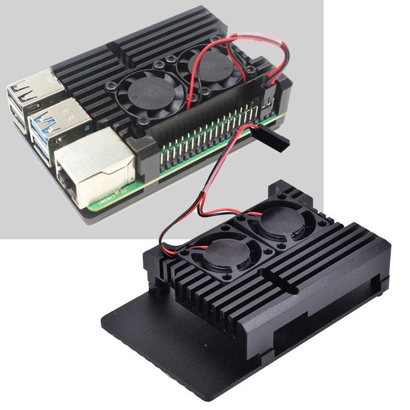For Raspberry Pi 4B Black Aluminum Alloy Protective Box Enclosure