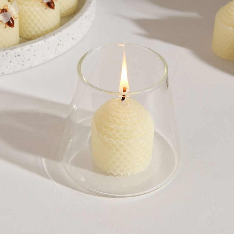 Beeswax Votive Candles 12 Pack, Hand-Rolled Honeycomb Bees Wax Candle