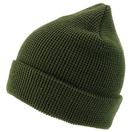 Armycrew Gorro largo de punto gofre grueso para invierno, Verde -Oliva, One Size