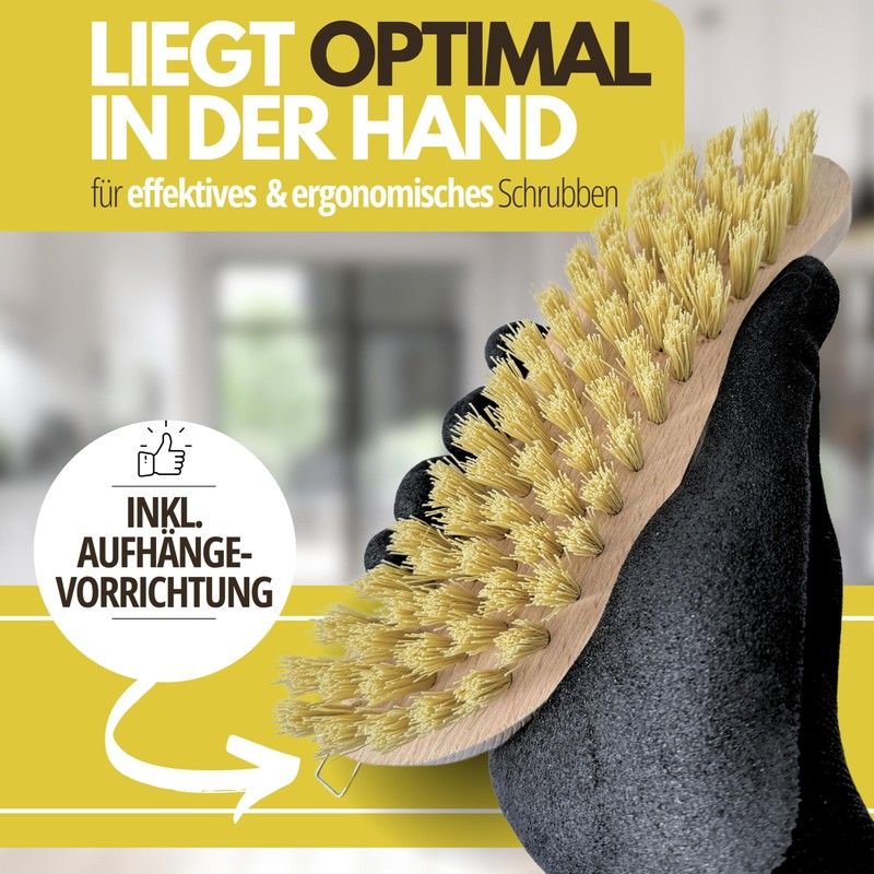 ORGAFLIX Scrubbing Brush, Set of 3, Made in Germany, Durable