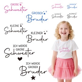 10 Iron-On Transfers for Textiles Big Sister Big Brother Shirt Little Sister Little Brother Gift Sew-On Transfer Stickers for Clothes Iron-On Film to Design Yourself T-Shirt Socks