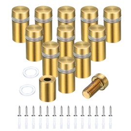 sourcing map 12 Pcs 1/2" x 4/5" Standoff Screws Stainless Steel Wall Mount Sign Mounting Hardware Kit with 14pcs Screws for Hanging Acrylic Glass Signs Advertising Boards, Brushed Gold