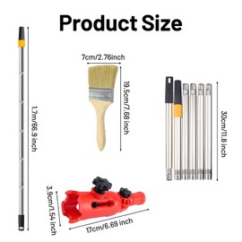 Ninnyi 1.7m Multi Angle Paint Brush Extension Pole Set, 1 Red Universal Clamp 6 Extendable Poles and 1 Brush